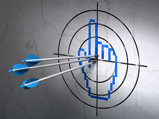 Image showing Web design concept: arrows in Mouse Cursor target on wall background