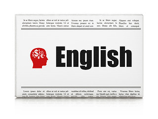 Image showing Education concept: newspaper with English and Head With Finance Symbol