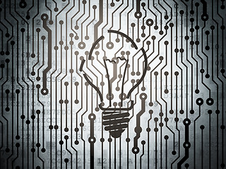 Image showing Finance concept: circuit board with Light Bulb