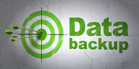 Image showing Information concept: target and Data Backup on wall background