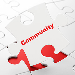 Image showing Social media concept: Community on puzzle background