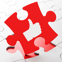 Image showing Social media concept: Thumb Up on puzzle background