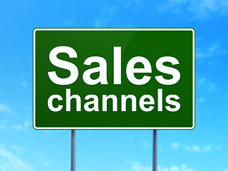 Image showing Advertising concept: Sales Channels on road sign background