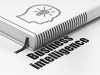 Image showing Business concept: book Head With Lightbulb, Business Intelligence on white background