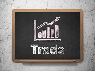 Image showing Business concept: Growth Graph and Trade on chalkboard background