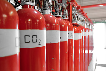 Image showing Large CO2 fire extinguishers