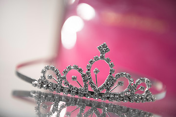 Image showing Design princess crown on glass cupboard