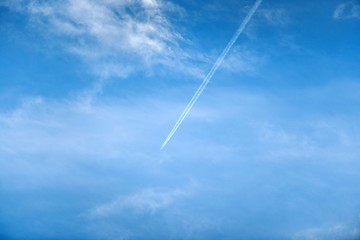 Image showing Tranquil sky with airplane traveling