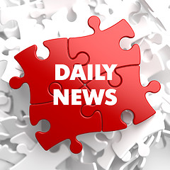 Image showing Daily News Concept on Red Puzzle.