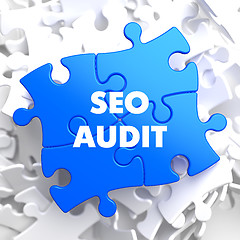 Image showing SEO Audit on Blue Puzzle.