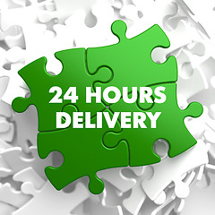 Image showing Green Puzzle with slogan - 24 hours Delivery.