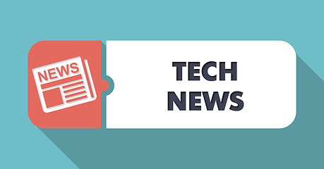 Image showing Tech News Concept in Flat Design on Blue Background.