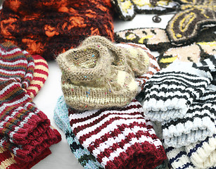 Image showing Hand knitted baby booties