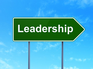 Image showing Finance concept: Leadership on road sign background