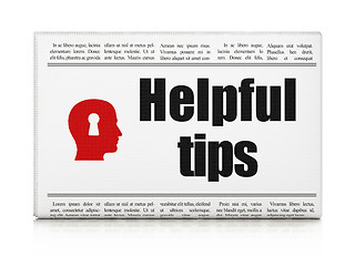 Image showing Education concept: newspaper with Helpful Tips and Head With Keyhole