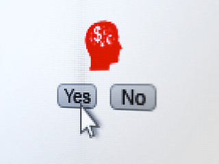 Image showing Education concept: Head With Finance Symbol on digital computer screen