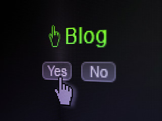 Image showing Web design concept: Mouse Cursor icon and Blog on digital computer screen