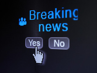 Image showing News concept: Business People icon and Breaking News on digital computer screen