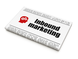 Image showing Finance concept: newspaper with Inbound Marketing and Head With Gears
