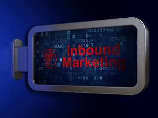 Image showing Business concept: Inbound Marketing and Head With Gears on billboard background