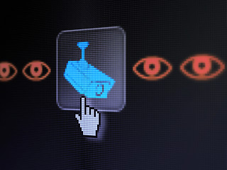 Image showing Protection concept: Camera And Eye on digital computer screen