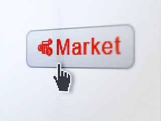 Image showing Business concept: Market and Calculator on digital button background