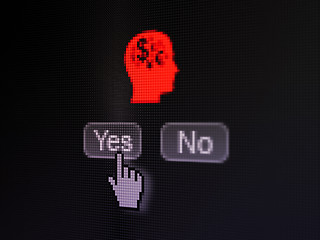Image showing Finance concept: Head With Finance Symbol on digital computer screen