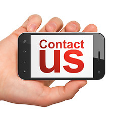 Image showing Advertising concept: Contact Us on smartphone