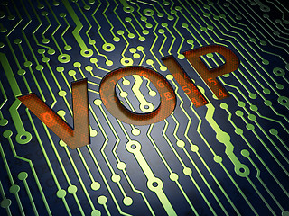 Image showing SEO web design concept: VOIP on circuit board background