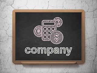 Image showing Finance concept: Calculator and Company on chalkboard background
