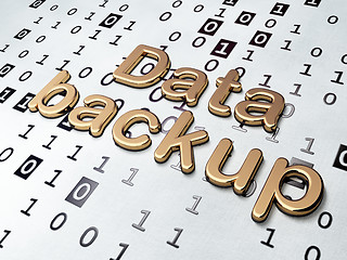 Image showing Information concept: Golden Data Backup on Binary Code background