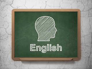 Image showing Education concept: Head and English on chalkboard background