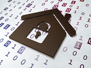 Image showing Privacy concept:  Home on Binary Code background