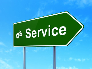 Image showing Business concept: Service and Gears on road sign background