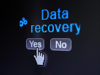Image showing Information concept: Gears icon and Data Recovery on digital computer screen
