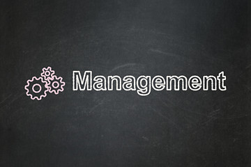 Image showing Business concept: Gears and Management on chalkboard background