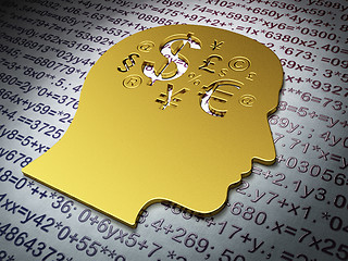 Image showing Education concept: Golden Head With Finance Symbol on Education background