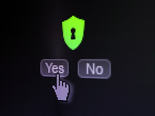 Image showing Privacy concept: Shield With Keyhole on digital computer screen