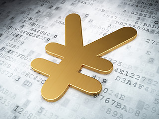 Image showing Currency concept: Golden Yen on digital background