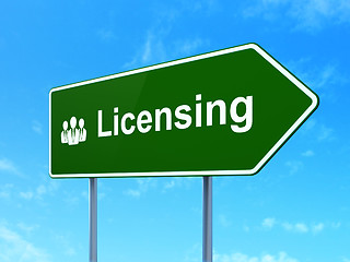 Image showing Law concept: Licensing and Business People on road sign background