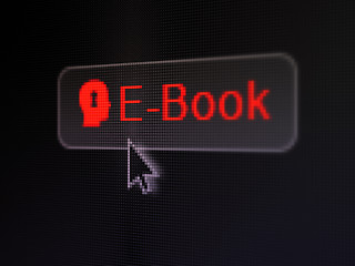 Image showing Education concept: E-Book and Head With Keyhole on digital button background