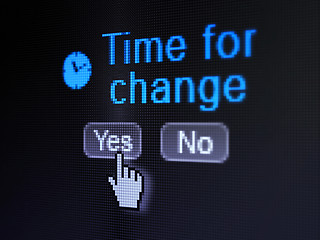 Image showing Time concept: Clock icon and Time for Change on digital computer screen