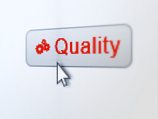 Image showing Marketing concept: Quality and Gears on digital button background