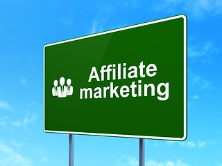 Image showing Business concept: Affiliate Marketing and Business People on road sign background