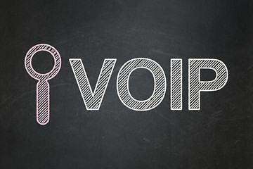 Image showing Web design concept: Search and VOIP on chalkboard background