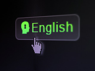 Image showing Education concept: English and Head With Keyhole on digital button background