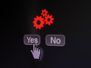 Image showing Marketing concept: Gears on digital computer screen