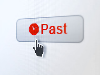 Image showing Timeline concept: Past and Clock on digital button background