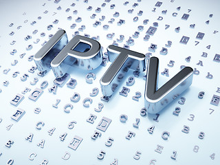 Image showing SEO web development concept: Silver IPTV on digital background