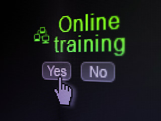 Image showing Education concept: Lan Computer Network icon and Online Training on digital computer screen